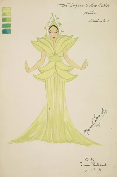 Emperors New Clothes Maidens Green Gown With Top Shaped Like Leaves