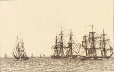 En Brig Sejlende Illustration Til Linearperspectiven Tavle Ixb