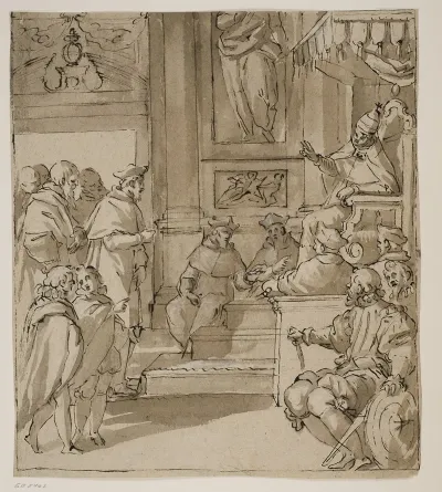 En Kardinal Af Barbarigo Familien Modtages I Audiens Af Paven Studie Til En Fresco I Villa Barbarigo Noventa Vicentina