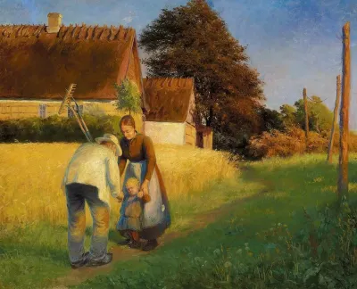 En Lille Pige Hilser Pa En Hjemvendende Hostarbejder