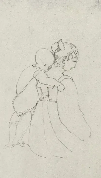 Enfant Appuye Sur Lepaule De Sa Mere