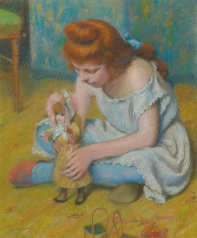 Enfant Jouant A La Poupee Young Girl Playing With A Doll