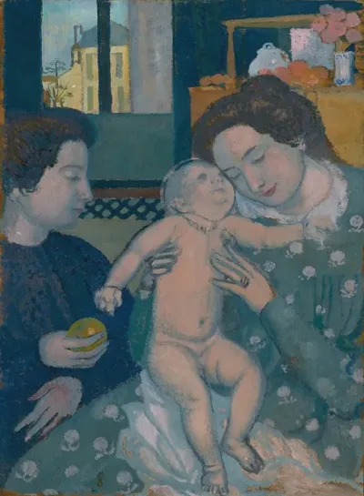 Enfant Nu Maternite A La Pomme