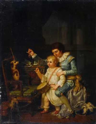 Enfants Jouant Avec Un Chien