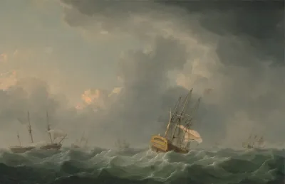 English Ships Running Before A Gale