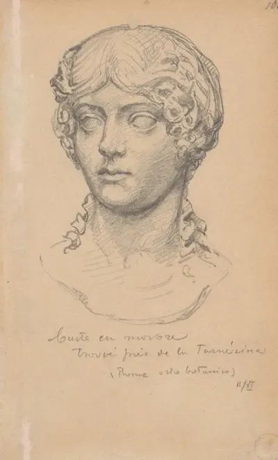 Engraving Of An Antique Sculpture From Villa Farnesina Garden In Rome