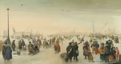 Enjoying The Ice Near A Town