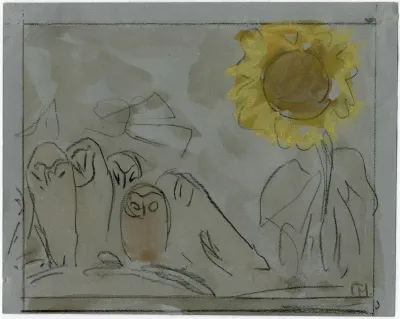 Enkele Uilen Naast Een Zonnebloem