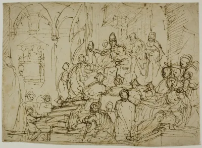 Enthroned King With Attendants