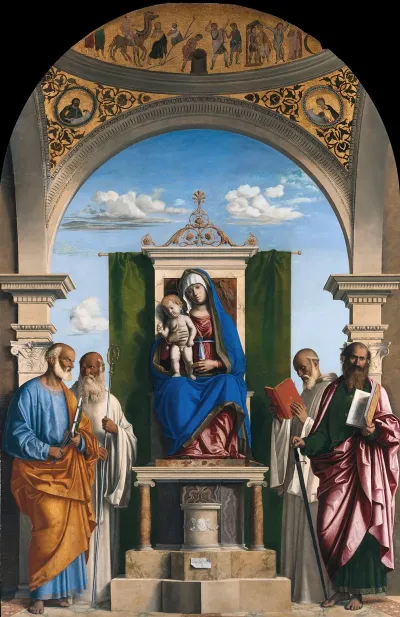 Enthroned Madonna With Child And Ss Peter Romualdus Benedict And Paul