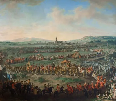 Entrance Of The Emperor Franz I Stephan And His Son Joseph Ii Into Frankfurt On March 29 1764