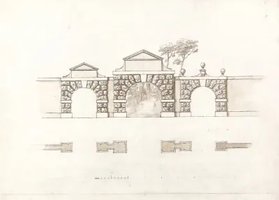 Entrance Screen At Stowe House Buckinghamshire Elevation And Plan