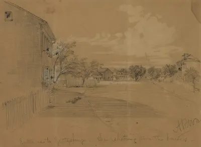 Entrance To Gettysburg Sharpshooting From The Houses