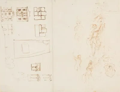 Entwurfsskizzen Zum Haus Des Kunstlers In Frankfurt Am Main Sowie Vignettenentwurfe Zum Erzherzog Carl Von Oesterreich Von Eduard Duller