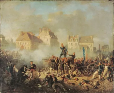 Episode De La Revolution De 1848 Officier Commandant Le Feu Aux Hommes