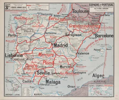Espagne Et Portugal Carte Physique Agricole 3