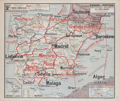 Espagne Et Portugal Carte Physique Agricole