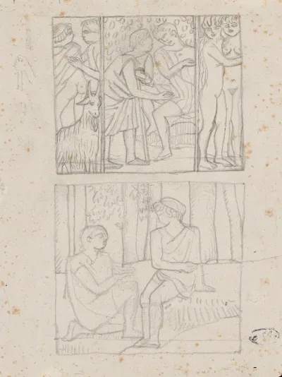 Esquisse De Deux Scenes Pastorales Issues Des Bucoliques De Virgile