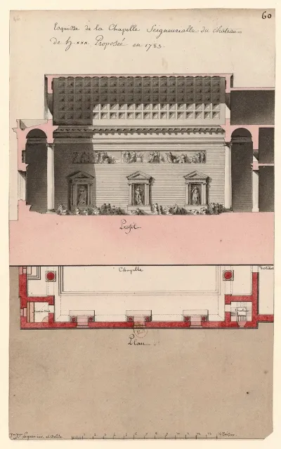 Esquisse De La Chapelle Seigneuriale Du Chateau De Hxxx Propose En 1783