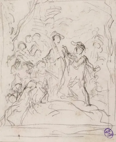 Esquisse Dun Groupe De Personnages Dans Une Foret