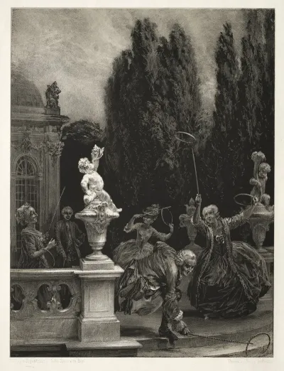 Essay On Stone With Brush And Scraper Playing At Hoops On The Castle Terrace