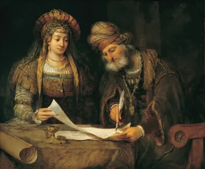 Ester Y Mardoqueo Escribiendo La Primera Carta Del Purim Ester 920 21