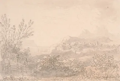 Estuary With Castle And Village