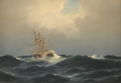 Et Dampskib I En Storm I Atlanterhavet