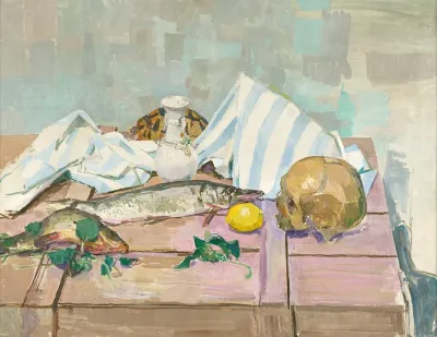 Etillleben Mit Totenkopf Und Fischen