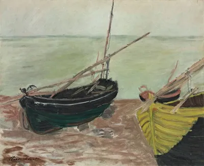Etude De Bateaux Sur La Plage Detretat