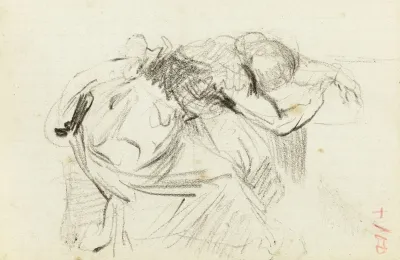 Etude De Femme Assise Lavant Du Corps Allonge Sur Une Table La Tete Dans Les Bras