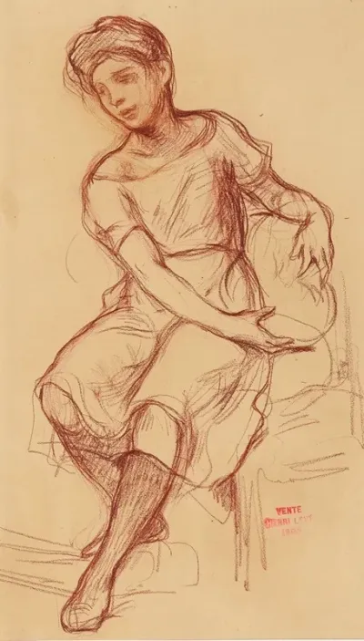Etude De Femme Assise Sur Une Chaise