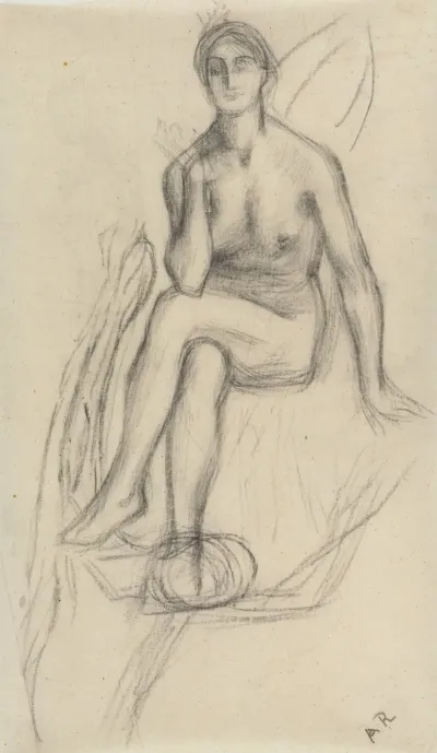 Etude De Femme Nue Assise De Face