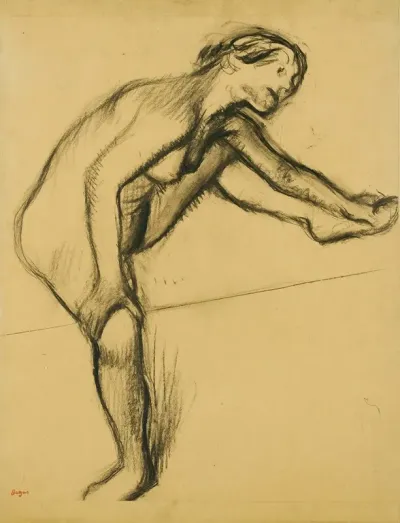 Etude De Nu Femme Assise La Jambe Gauche Levee