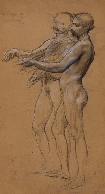 Etude De Nu Hommes Jouant Du Violon