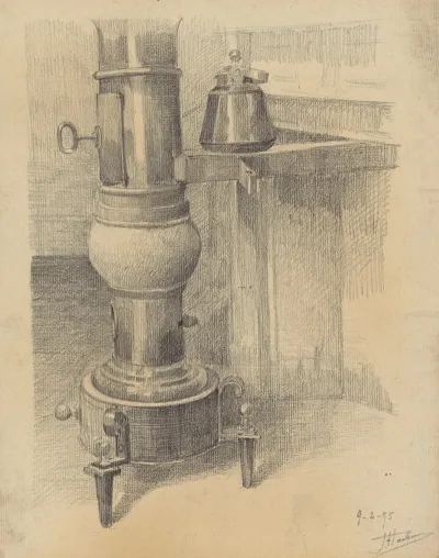 Etude De Poele Avec Bouilloire Posee Sur La Buse