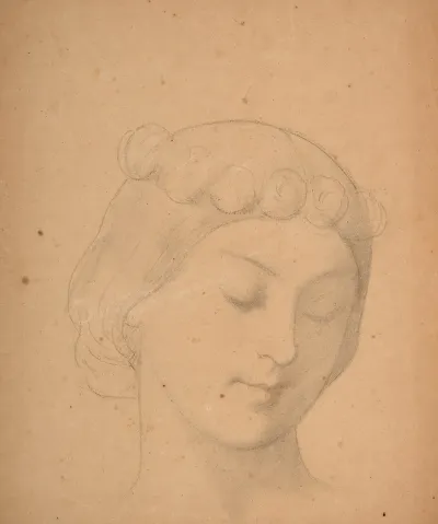 Etude De Visage De Jeune Fille Couronnee Pour Leglise Saint Germain Lauxerrois A Paris