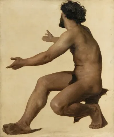 Etude Dhomme Les Bras Tendus Huile Sur Toile