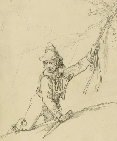 Etude Dhomme Sagrippant Aux Branches Dun Arbre