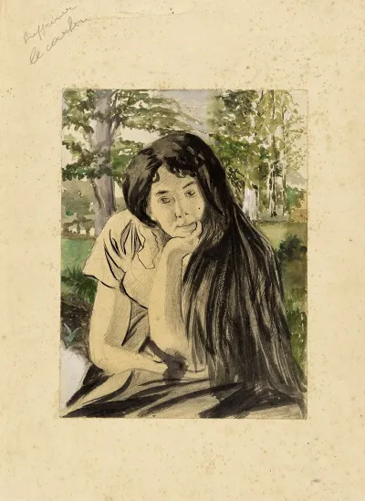 Etude Pour Feuilles Dautomne Portrait De Marguerite Soeur De Lartiste
