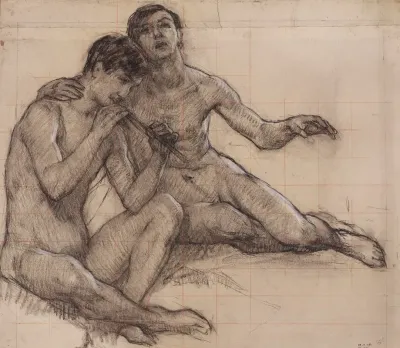 Etude Pour Le Tableau Lautomne Deux Hommes Nus Assis
