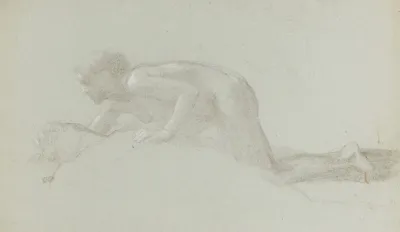 Etude Pour Pyrame Et Thisbe Jeune Femme Agenouillee Devant Un Jeune Homme Mort