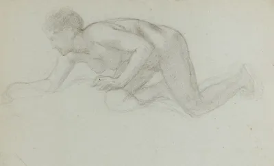 Etude Pour Pyrame Et Thisbe Jeune Femme Nue Agenouillee