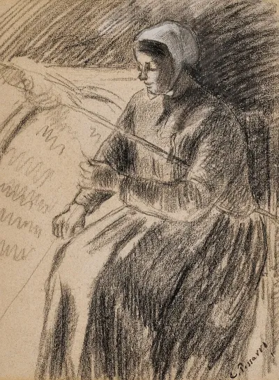 Etude Pour Une Paysanne Assise Devant Un Rouet