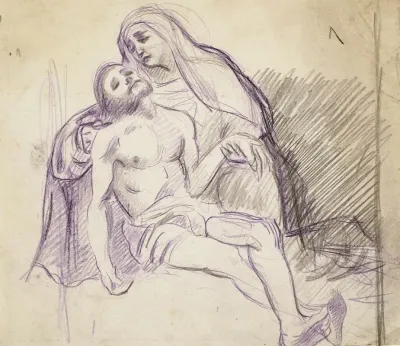 Etude Pour Une Pieta La Vierge Tient La Main Gauche Du Christ