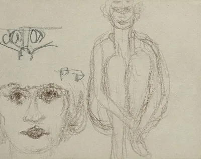 Etudes De Nu Assis Et Tete De Femme