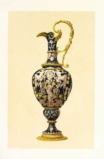 Ewer Enamel On Copper In The Manner Of The Enamels Of Limoges
