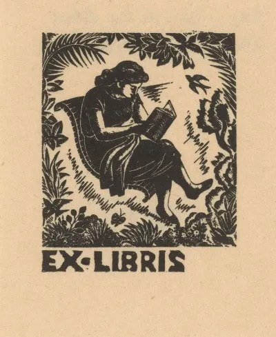 Ex Libris Reading Woman