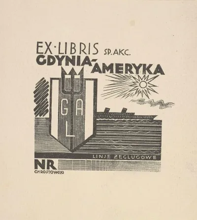 Ex Libris Sp Akc Gdynia Ameryka Linie Zeglugowe Nr
