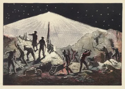 Excavations Carried On At Night By Aid Of Electric Light